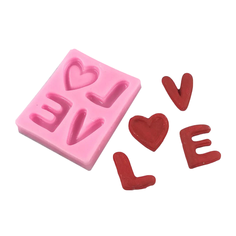 Light Pink The Clay Studio LOVE Silicone Mould for Polymer Clay and Resin 5.2x4.8x0.8cm Resin Craft Moulds