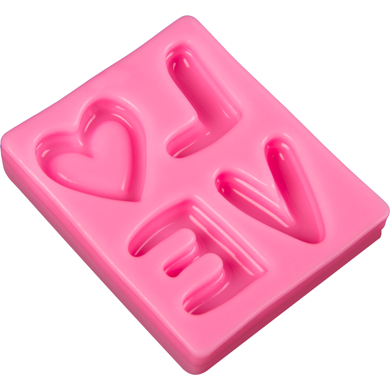 Hot Pink The Clay Studio LOVE Silicone Mould for Polymer Clay and Resin 5.2x4.8x0.8cm Resin Craft Moulds