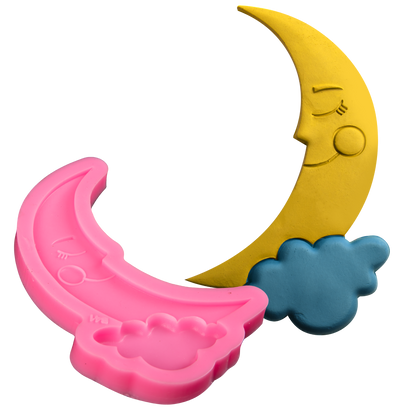 Hot Pink The Clay Studio Smiling Moon And Clouds Silicone Mould for Polymer Clay and Resin 12x6.7x1cm Resin Moulds