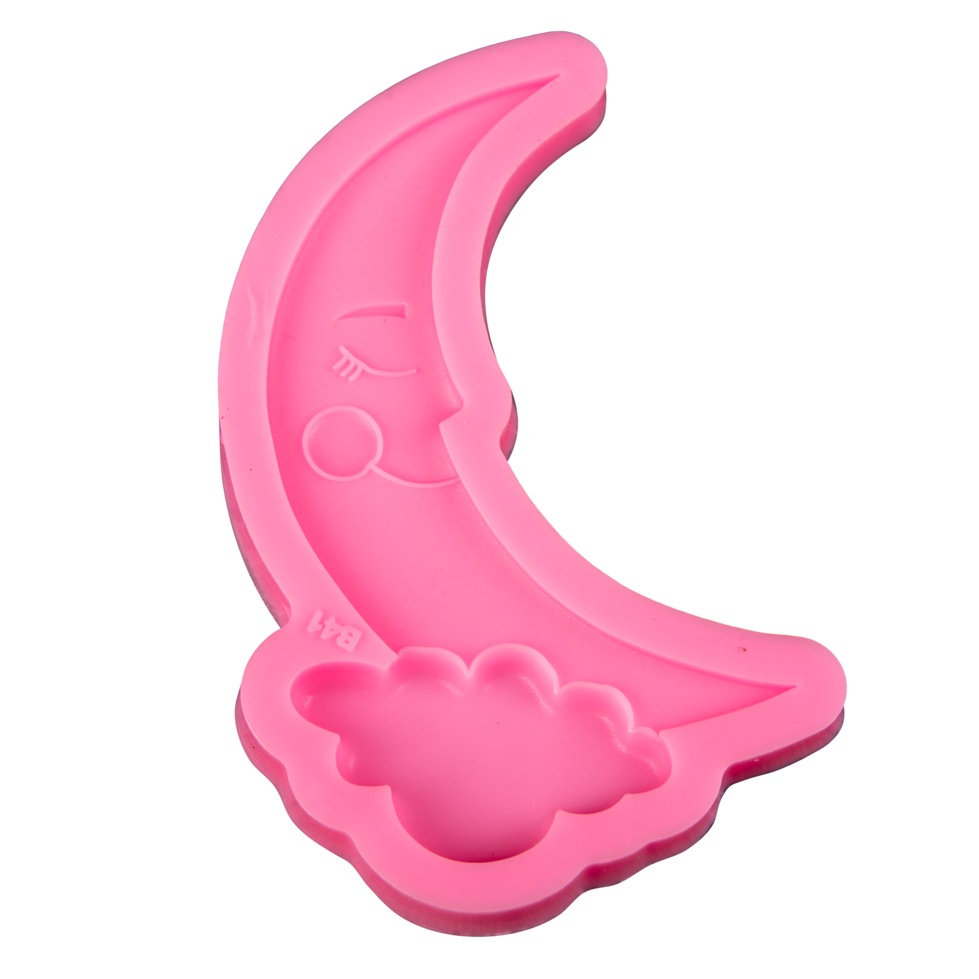 Hot Pink The Clay Studio Smiling Moon And Clouds Silicone Mould for Polymer Clay and Resin 12x6.7x1cm Resin Moulds