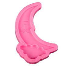 Hot Pink The Clay Studio Smiling Moon And Clouds Silicone Mould for Polymer Clay and Resin 12x6.7x1cm Resin Moulds