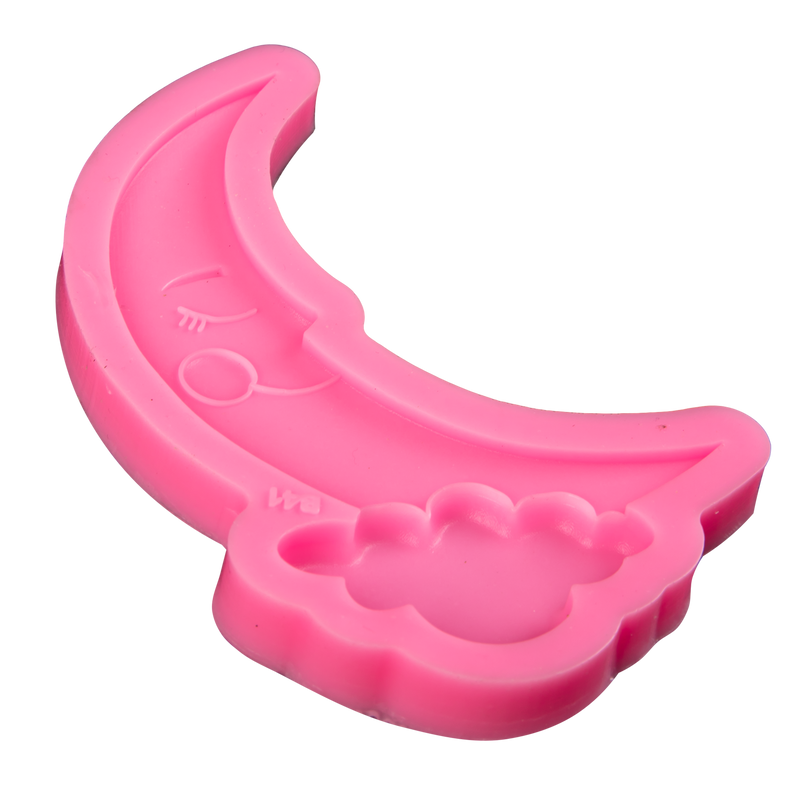 Hot Pink The Clay Studio Smiling Moon And Clouds Silicone Mould for Polymer Clay and Resin 12x6.7x1cm Resin Craft Moulds