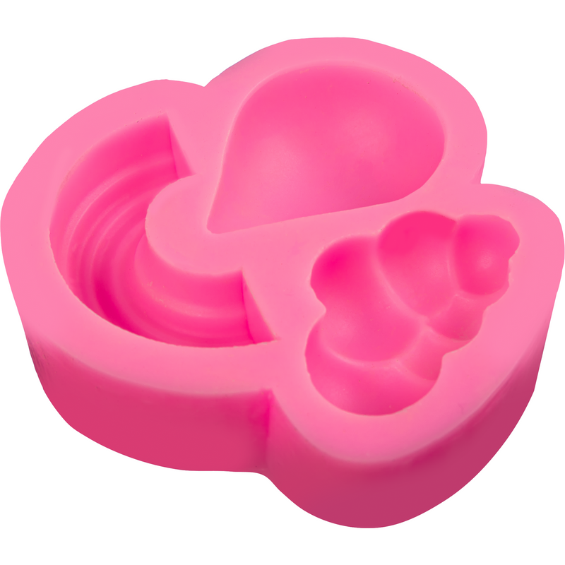 Hot Pink The Clay Studio Clouds And Raindrops Silicone Mould for Polymer Clay and Resin 7.8x8x1.7cm Resin Craft Moulds