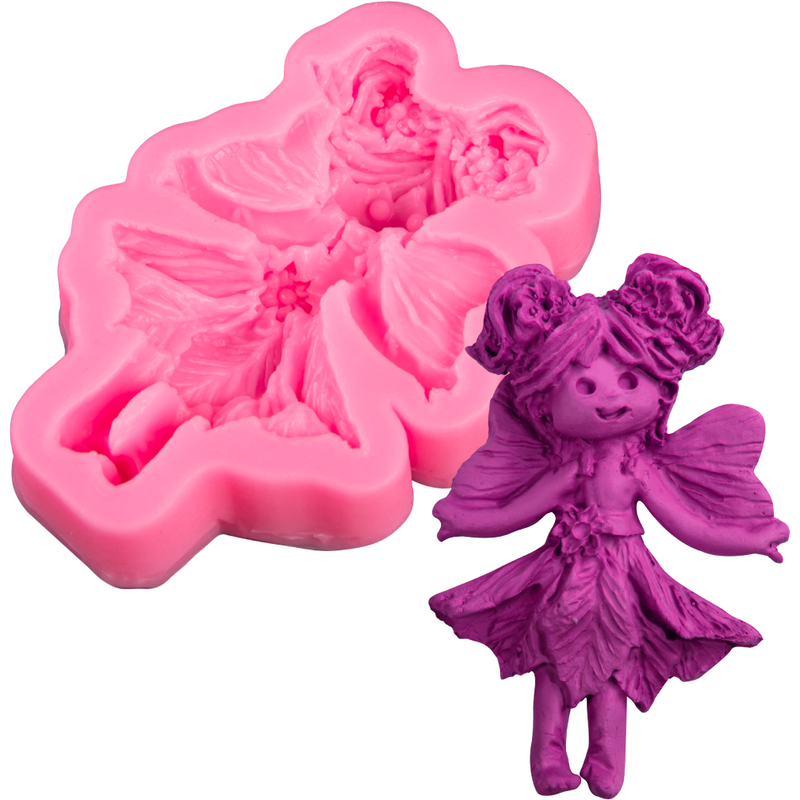 Hot Pink Clay Studio Fairy  Silicone Mould for Polymer Clay and Resin 12x7.8x1.5cm Moulds