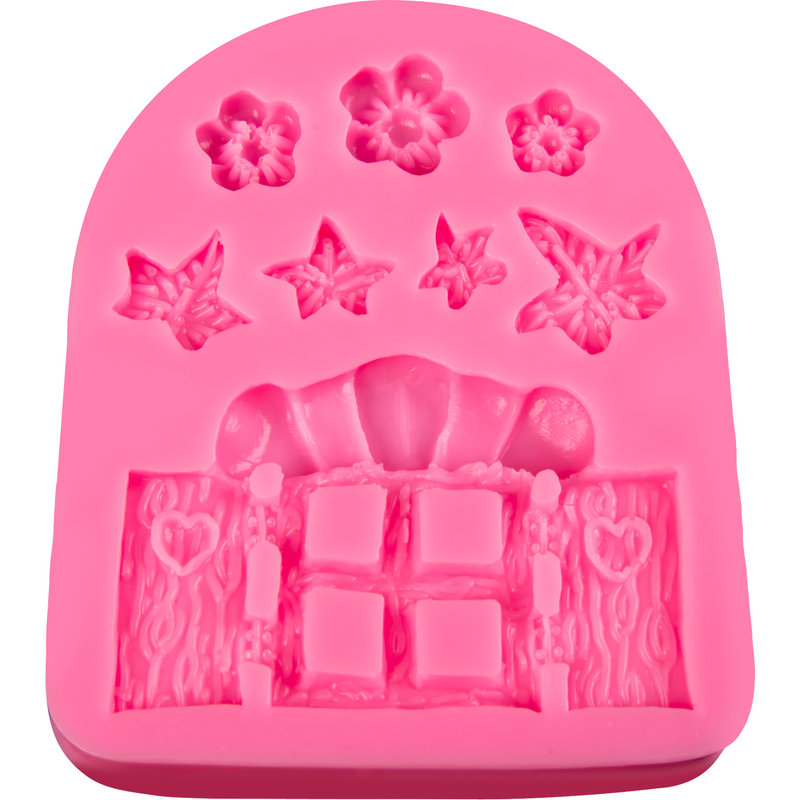 Hot Pink The Clay Studio Flower Door Silicone Mould for Polymer Clay and Resin 10.3x8.3x1.2cm Resin Craft Moulds