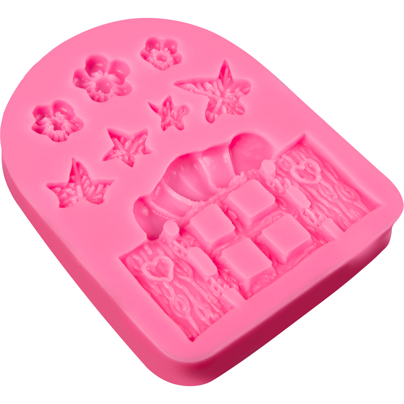 Hot Pink The Clay Studio Flower Door Silicone Mould for Polymer Clay and Resin 10.3x8.3x1.2cm Moulds