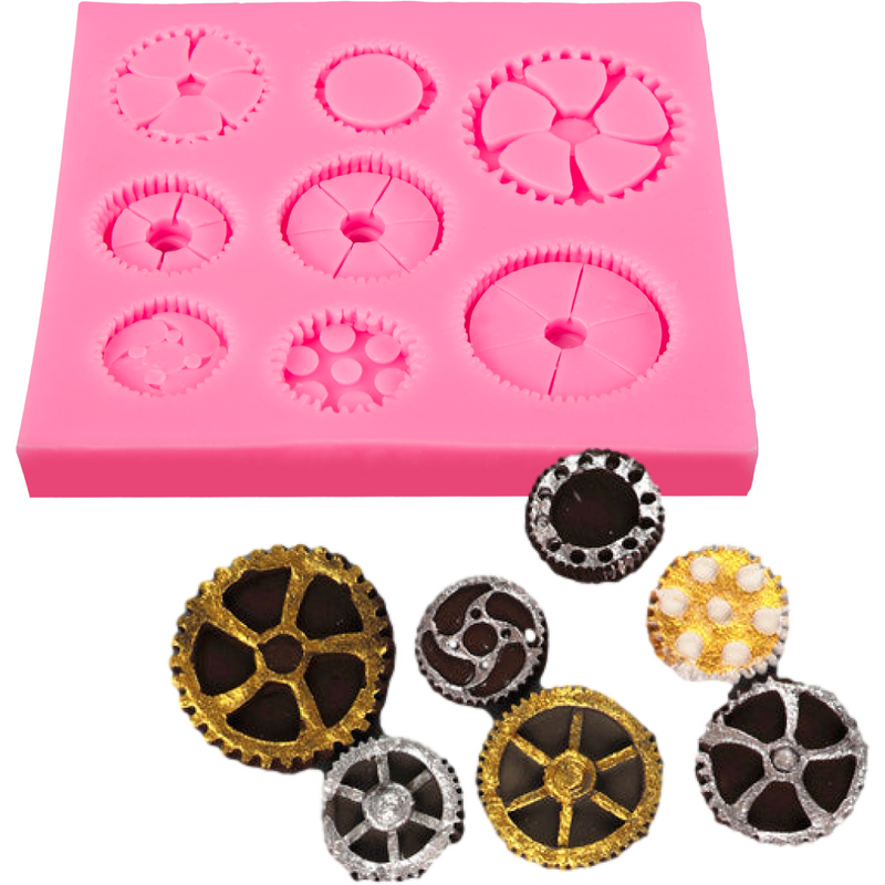 Hot Pink The Clay Studio Gear and Cogs Silicone Mould for Polymer Clay and Resin 10.5x9.5x1.1cm Moulds