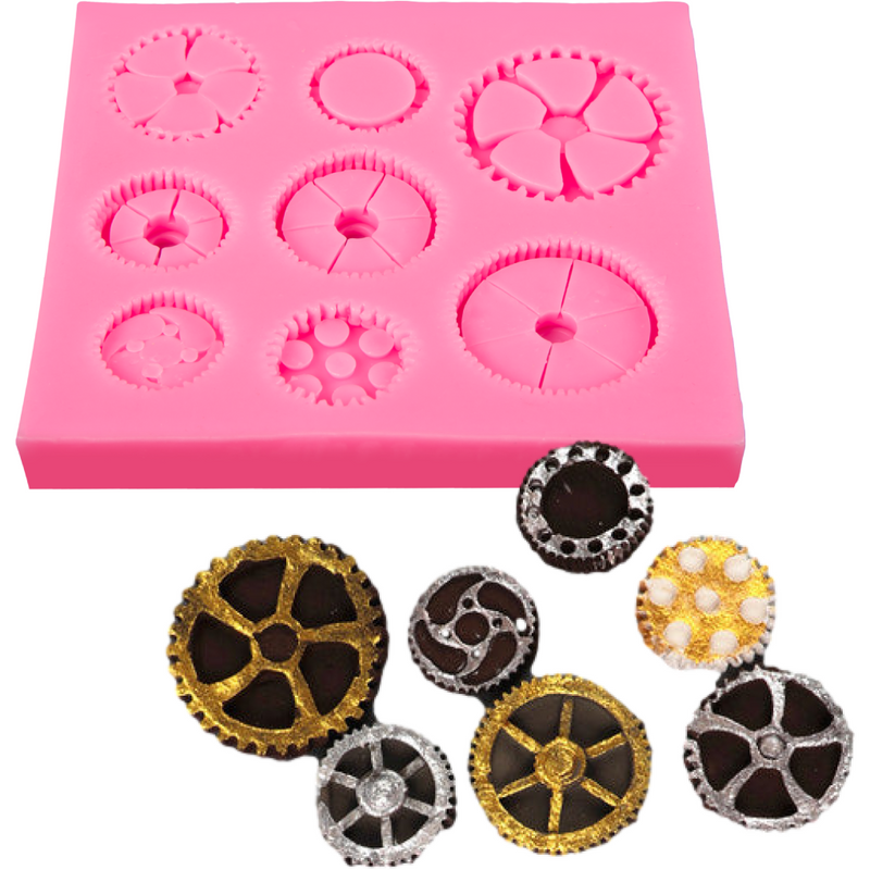 Hot Pink The Clay Studio Gear and Cogs Silicone Mould for Polymer Clay and Resin 10.5x9.5x1.1cm Resin Craft Moulds