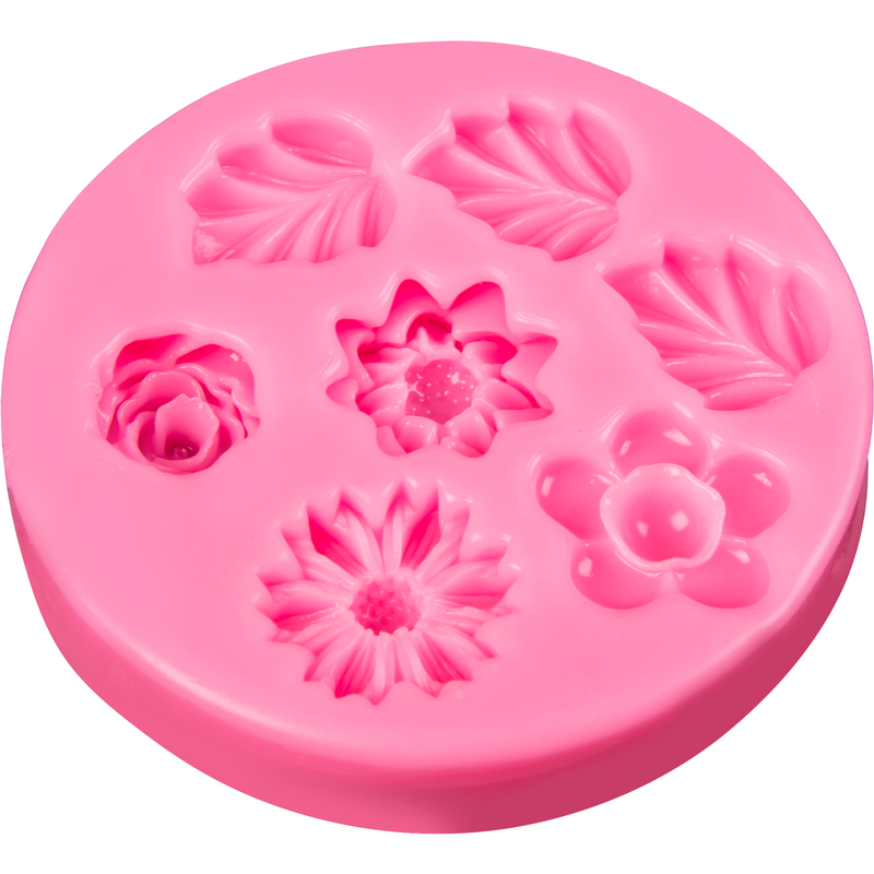 Hot Pink The Clay Studio Leaves and Flowers Silicone Mould for Polymer Clay and Resin 7x1cm Resin Craft Moulds