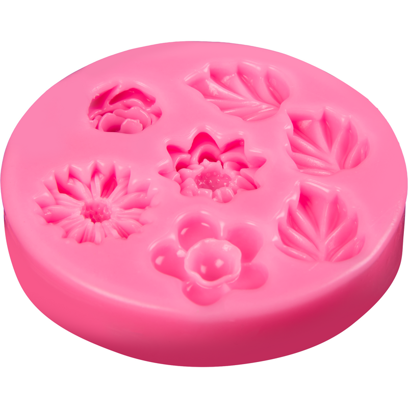 Hot Pink The Clay Studio Leaves and Flowers Silicone Mould for Polymer Clay and Resin 7x1cm Resin Craft Moulds