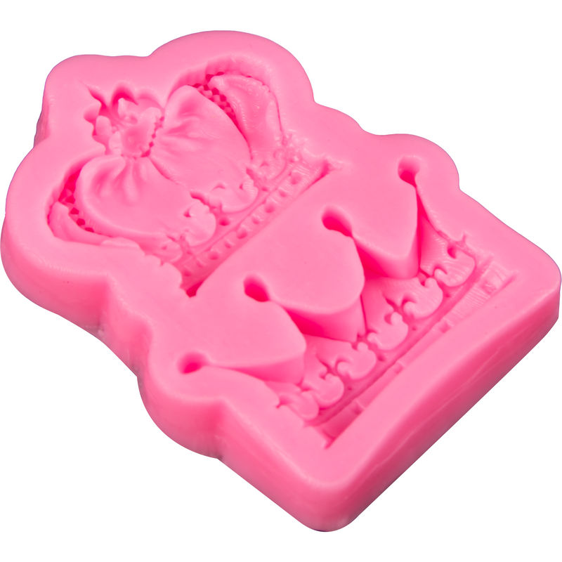 Hot Pink Clay Studio Double Crown Silicone Mould for Polymer Clay and Resin 7x4.5x1cm Moulds