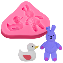 Orchid The Clay Studio Cartoon Rabbit And Little Yellow Duck Silicone Mould for Polymer Clay and Resin 7.5x9x1.2cm Resin Moulds