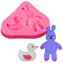 Orchid The Clay Studio Cartoon Rabbit And Little Yellow Duck Silicone Mould for Polymer Clay and Resin 7.5x9x1.2cm Resin Craft Moulds