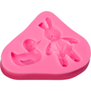 Hot Pink The Clay Studio Cartoon Rabbit And Little Yellow Duck Silicone Mould for Polymer Clay and Resin 7.5x9x1.2cm Resin Craft Moulds