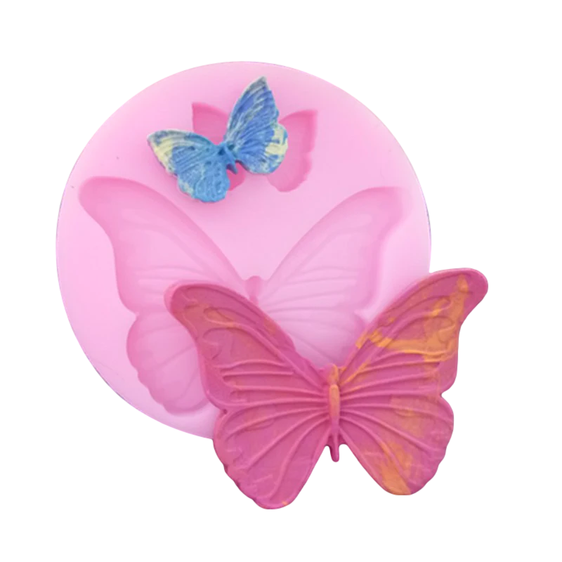 Pink Clay Studio 2 Butterflies Silicone Mould for Polymer Clay and Resin 5.5x0.8cm Moulds
