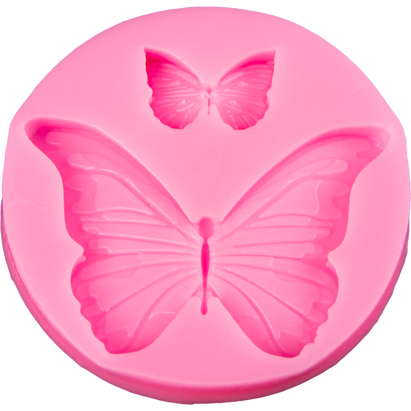 Light Pink Clay Studio 2 Butterflies Silicone Mould for Polymer Clay and Resin 5.5x0.8cm Moulds