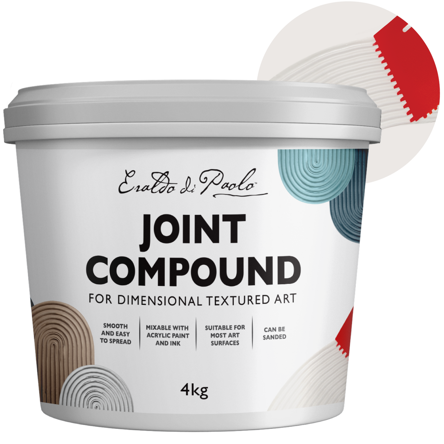Light Gray Eraldo di Paolo Joint Compound for Textured Art 4kg Mediums