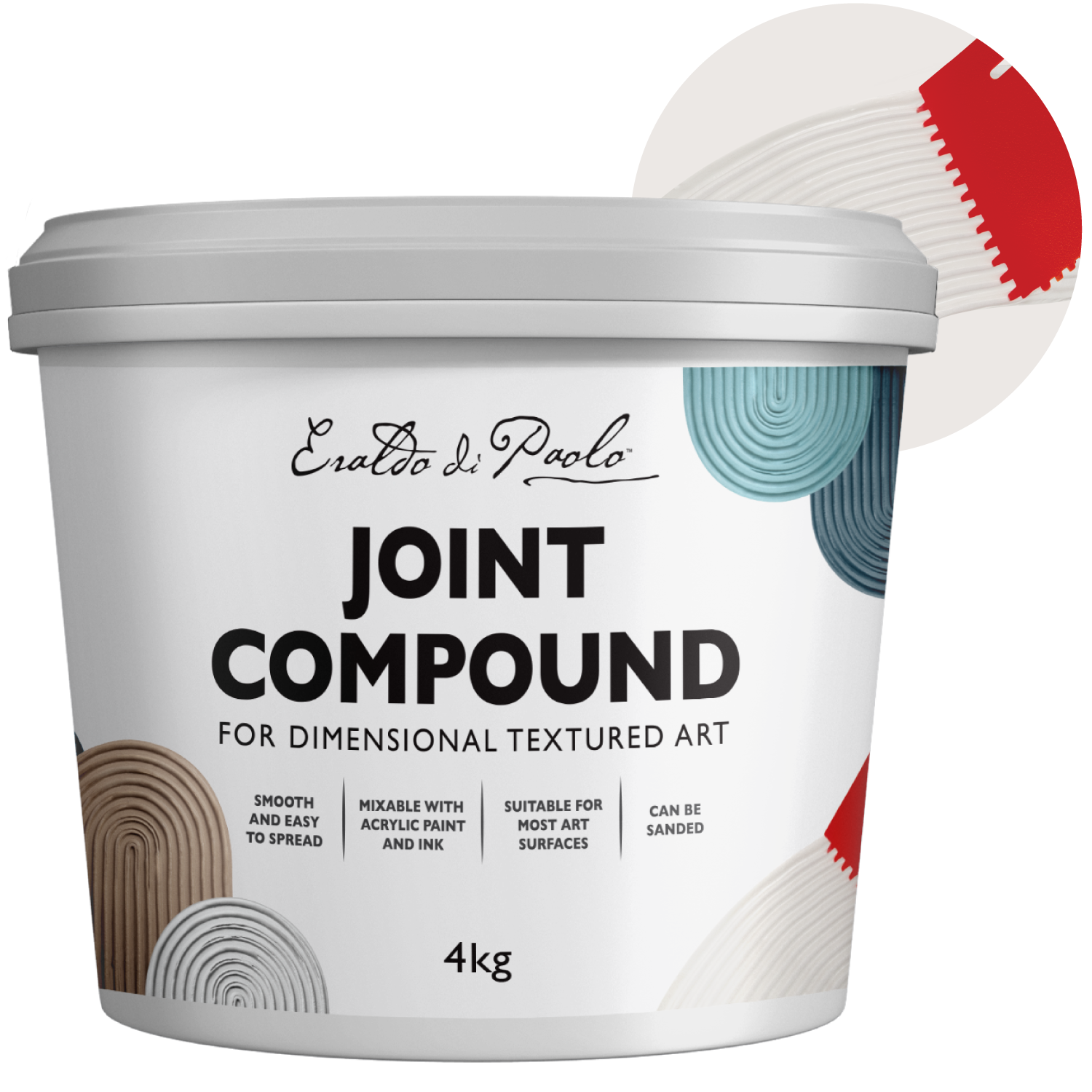 Light Gray Eraldo di Paolo Joint Compound for Textured Art 4kg Mediums
