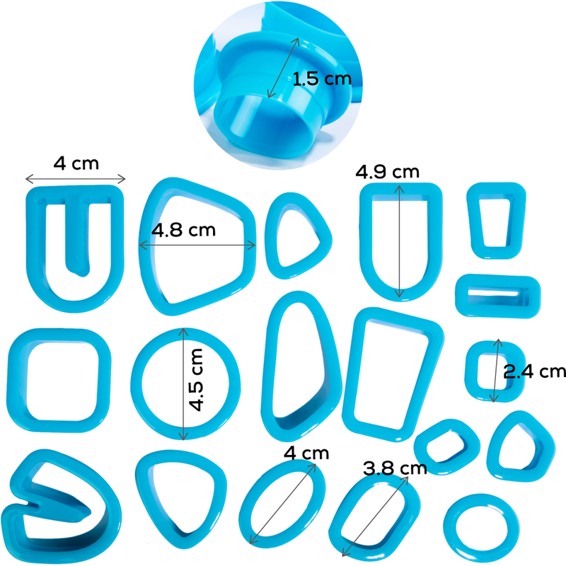 Dark Turquoise The Clay Studio Assorted Design Plastic Earring Shape Polymer Clay Cutters 18 pieces Modelling and Casting Supplies