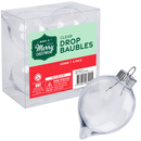 Light Gray Make A Merry Christmas Plastic Clear Drop Baubles 100mm 4 Pack Christmas