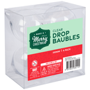 Light Gray Make A Merry Christmas Plastic Clear Drop Baubles 100mm 4 Pack Christmas