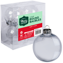 Light Gray Make A Merry Christmas Clear Round Baubles 83mm 4 Pack Christmas