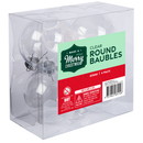 Light Gray Make A Merry Christmas Clear Round Baubles 83mm 4 Pack Christmas
