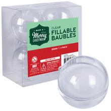 Light Gray Make A Merry Christmas Plastic Fillable Bauble 80mm 4 Pack Christmas