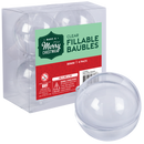 Light Gray Make A Merry Christmas Plastic Fillable Bauble 80mm 4 Pack Christmas