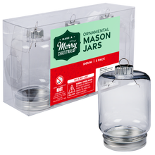 Gray Make A Merry Christmas Plastic Mason Jar Ornament 100mm 3 Pack Christmas