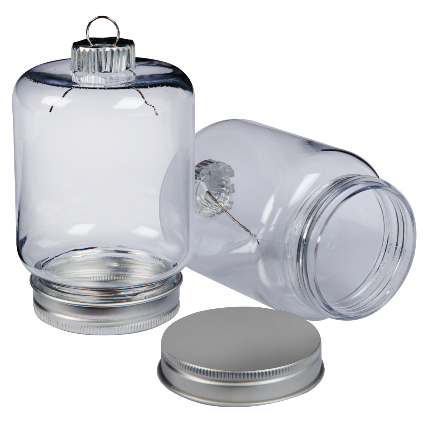 Gray Make A Merry Christmas Plastic Mason Jar Ornament 100mm 3 Pack Christmas