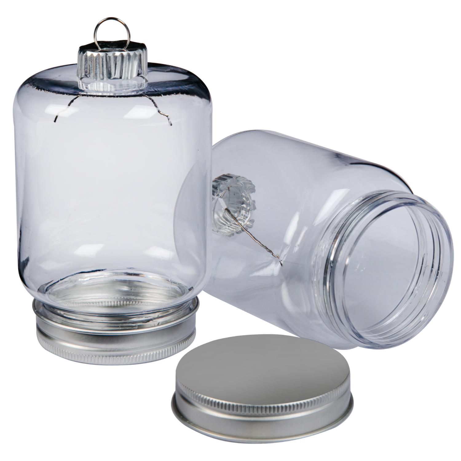 Gray Make A Merry Christmas Plastic Mason Jar Ornament 100mm 3 Pack Christmas