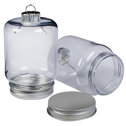 Gray Make A Merry Christmas Plastic Mason Jar Ornament 100mm 3 Pack Christmas