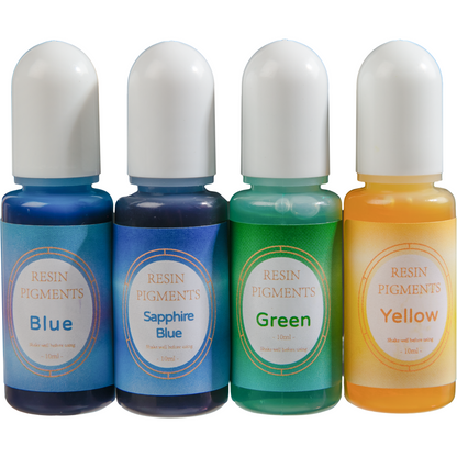 Gray Urban Crafter Resin Pearlescent   Dye 10ml (4 Pieces) for Epoxy Resin Sapphire, Blue, Yellow, Green Resin Dyes, Pigments & Colours