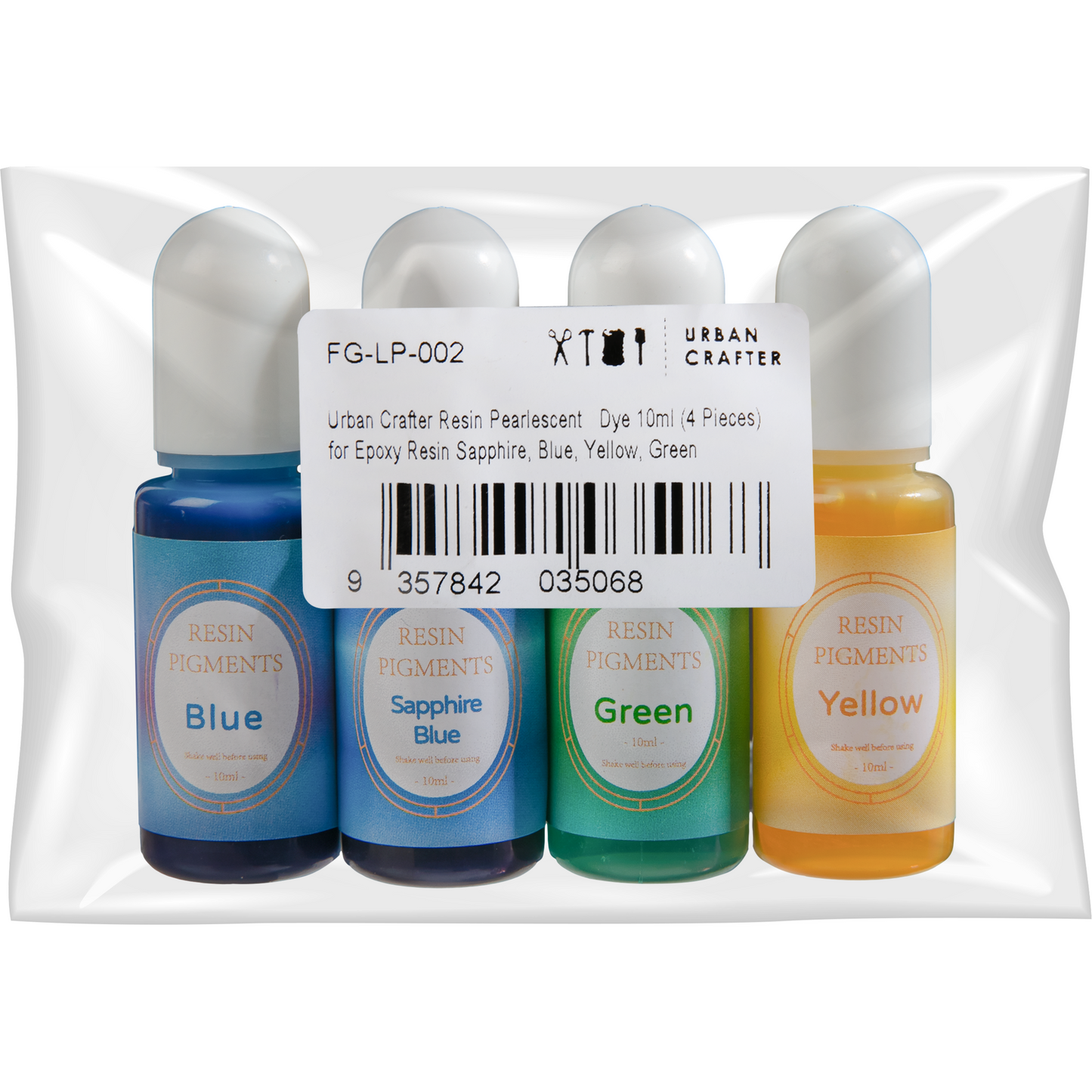 Light Gray Urban Crafter Resin Pearlescent   Dye 10ml (4 Pieces) for Epoxy Resin Sapphire, Blue, Yellow, Green Resin Dyes, Pigments & Colours