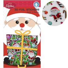 Dark Slate Gray Art Star Christmas 3D Foil Sticker Sheets Santa and Friends 180 x 105mm - 42 Stickers Christmas