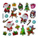 Gray Art Star Christmas 3D Foil Sticker Sheets Santa and Friends 180 x 105mm - 42 Stickers Christmas