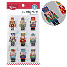 Light Gray Art Star Christmas 3D Stickers Nutcrackers 100 x190mm 9 Stickers Christmas
