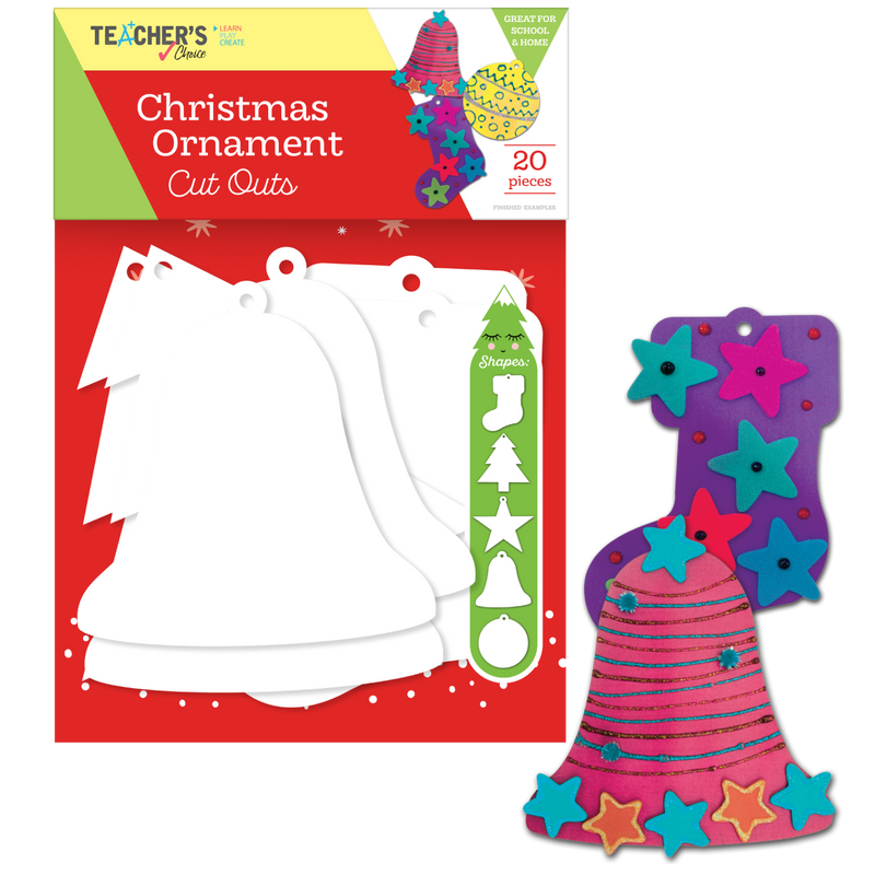 Firebrick Teachers Choice Cut Out Ornaments Asst 20Pcs - Wht Christmas