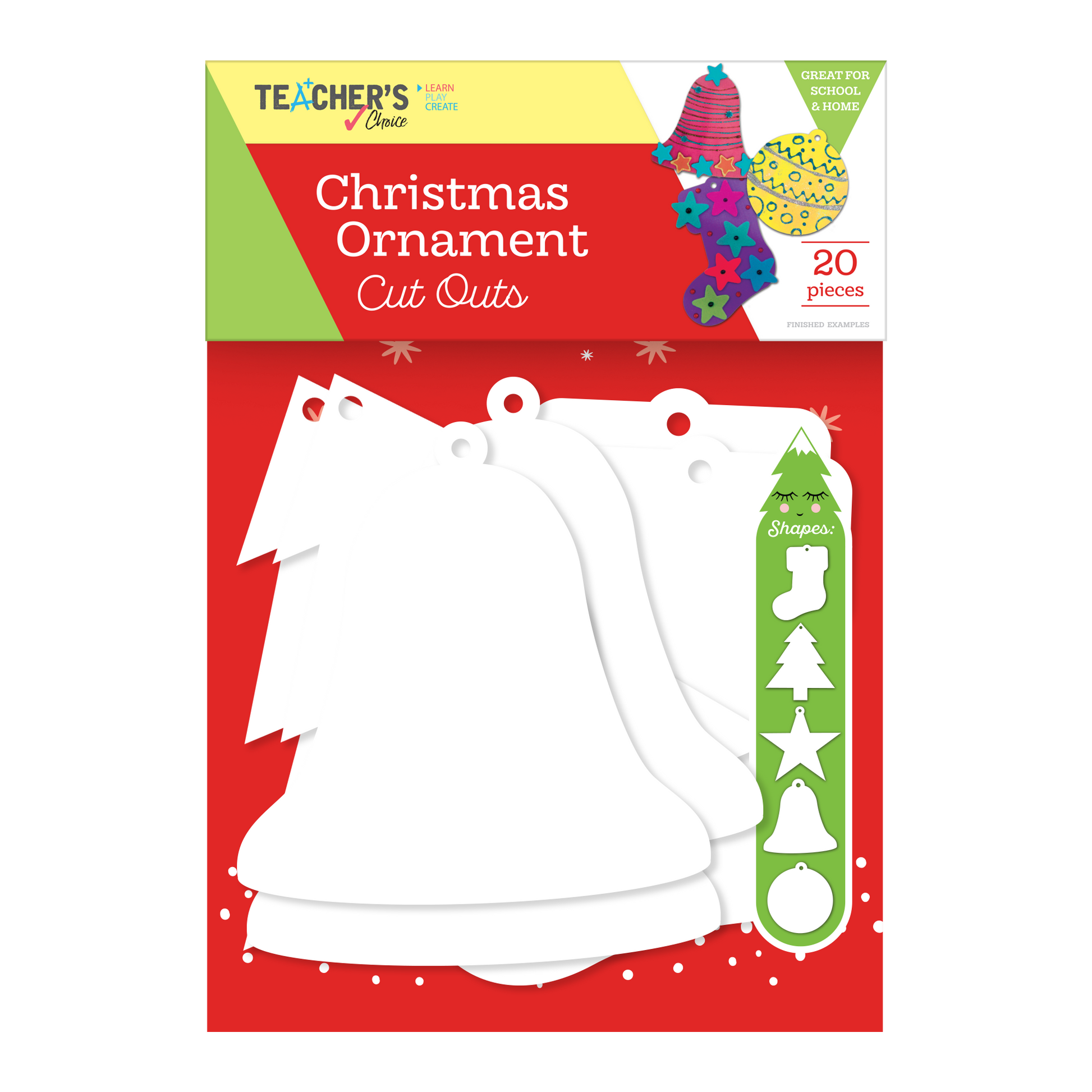 Light Goldenrod Teacher's Choice Cut Out Ornaments Asst 20Pcs - Wht Christmas