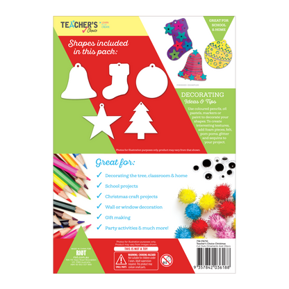 Firebrick Teacher's Choice Cut Out Ornaments Asst 20Pcs - Wht Christmas