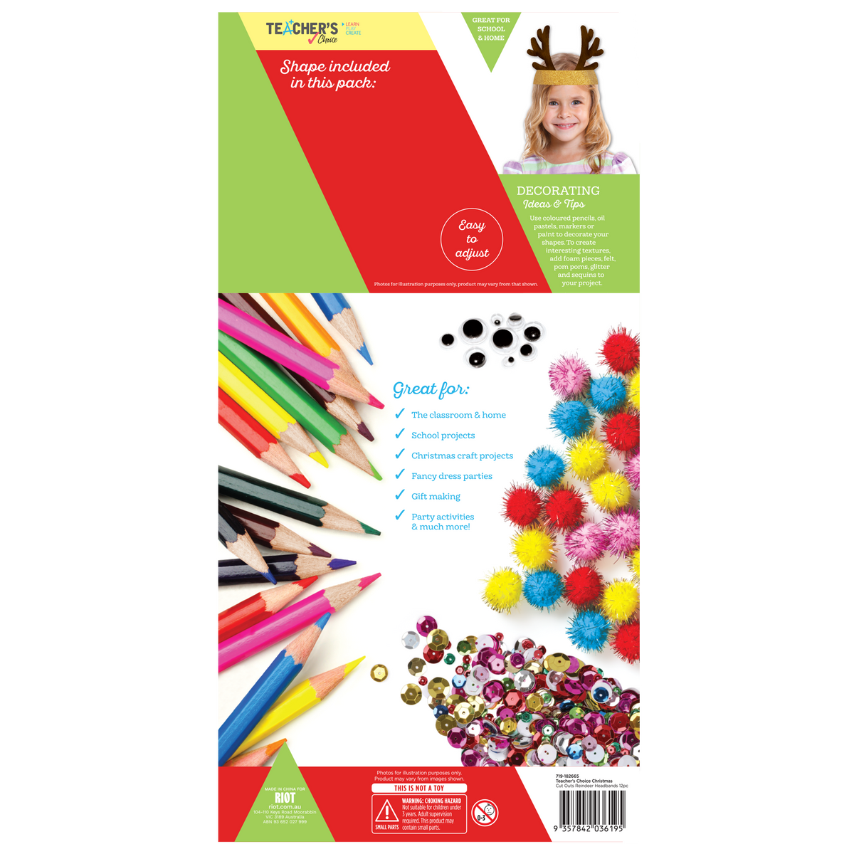 Dark Khaki Teacher's Choice Reindeer Headband 12Pk Christmas