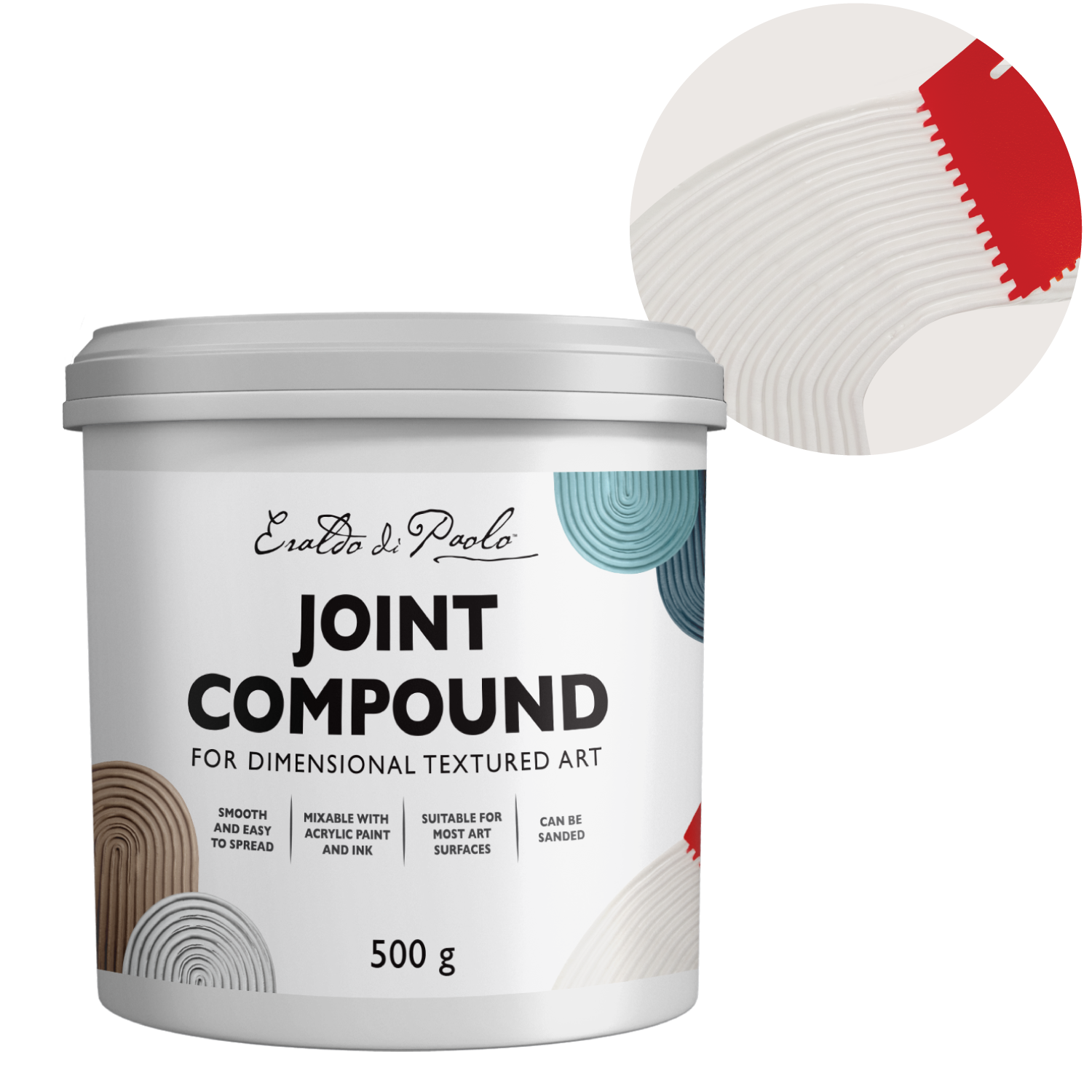 Light Gray Eraldo di Paolo Joint Compound for Textured Art 500g Mediums