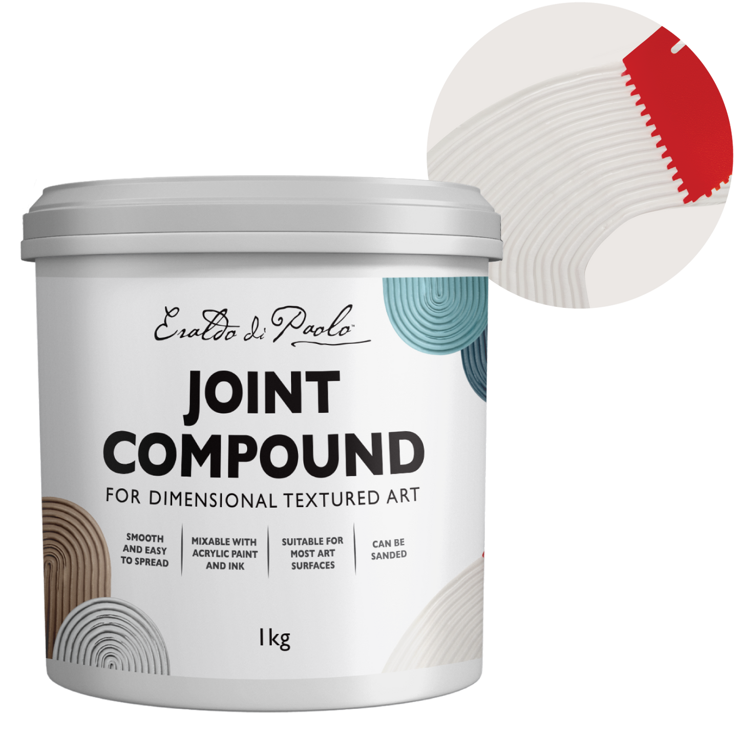 Light Gray Eraldo di Paolo Joint Compound for Textured Art 1kg Mediums