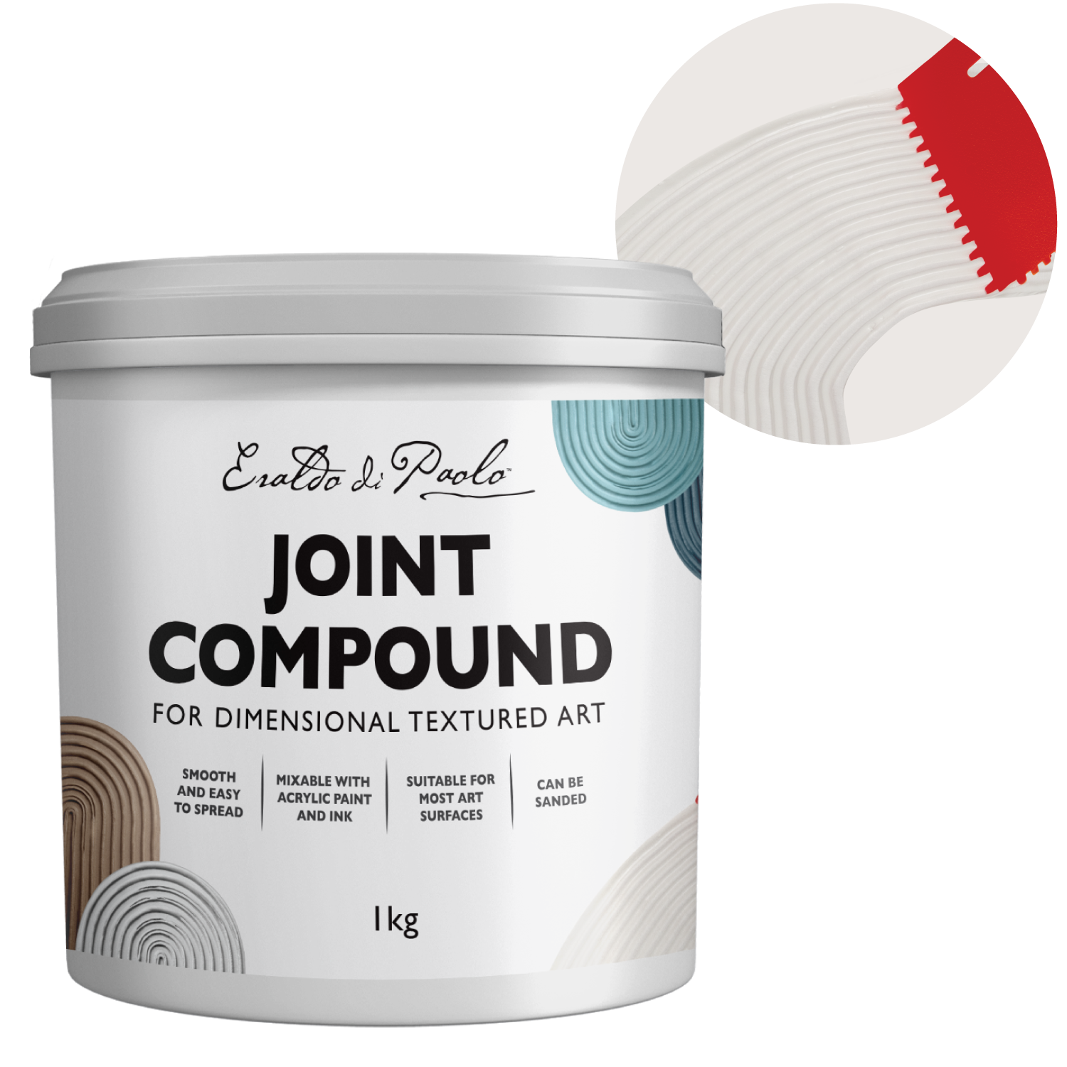 Light Gray Eraldo di Paolo Joint Compound for Textured Art 1kg Mediums