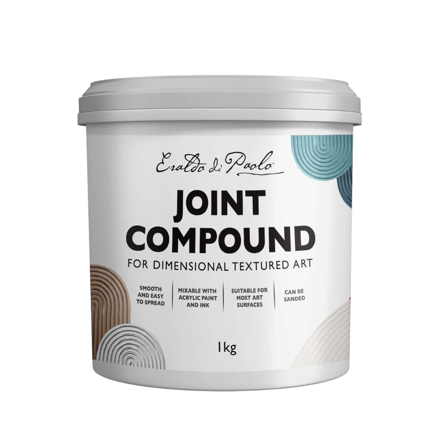 Light Gray Eraldo di Paolo Joint Compound for Textured Art 1kg Mediums