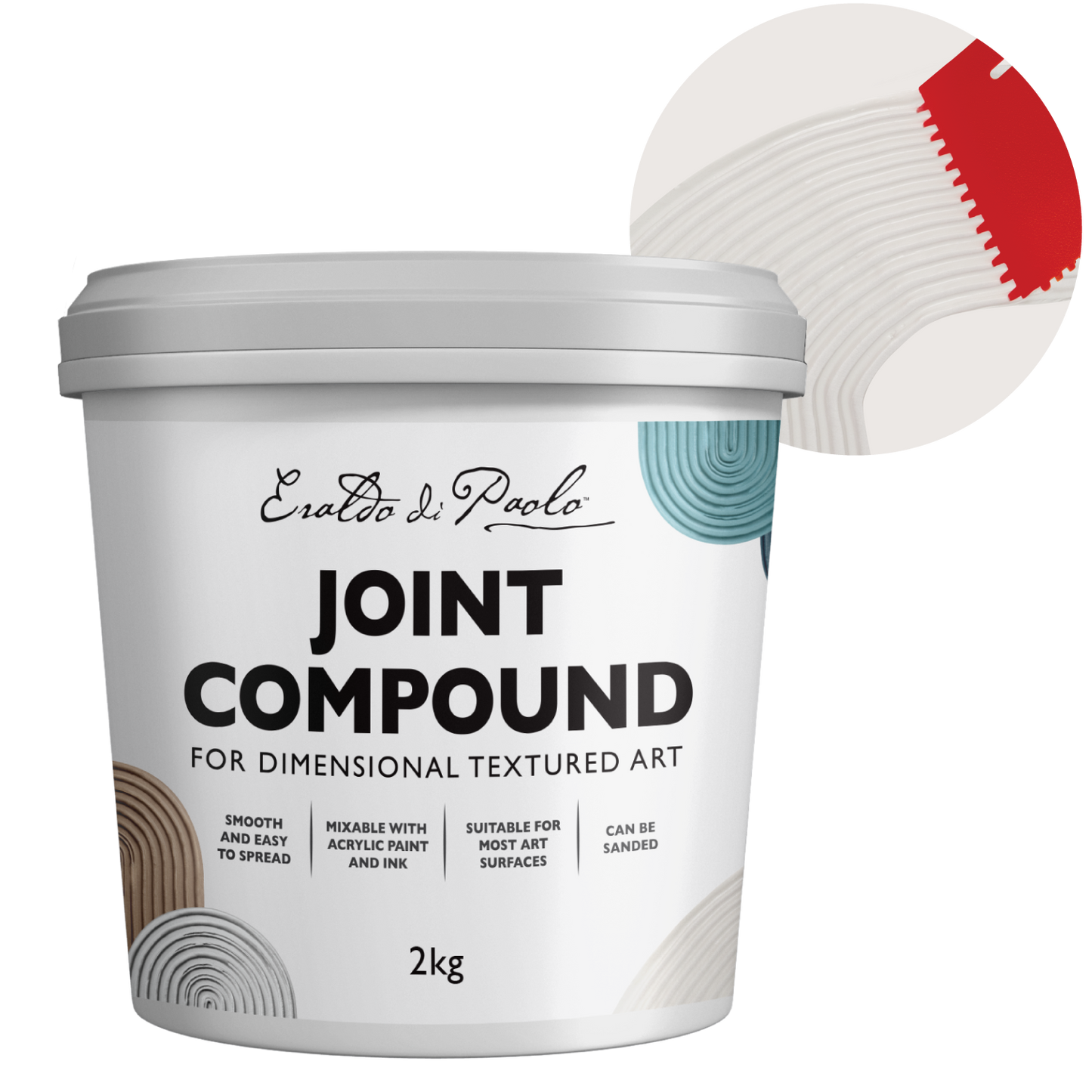 Light Gray Eraldo di Paolo Joint Compound for Textured Art 2kg Mediums