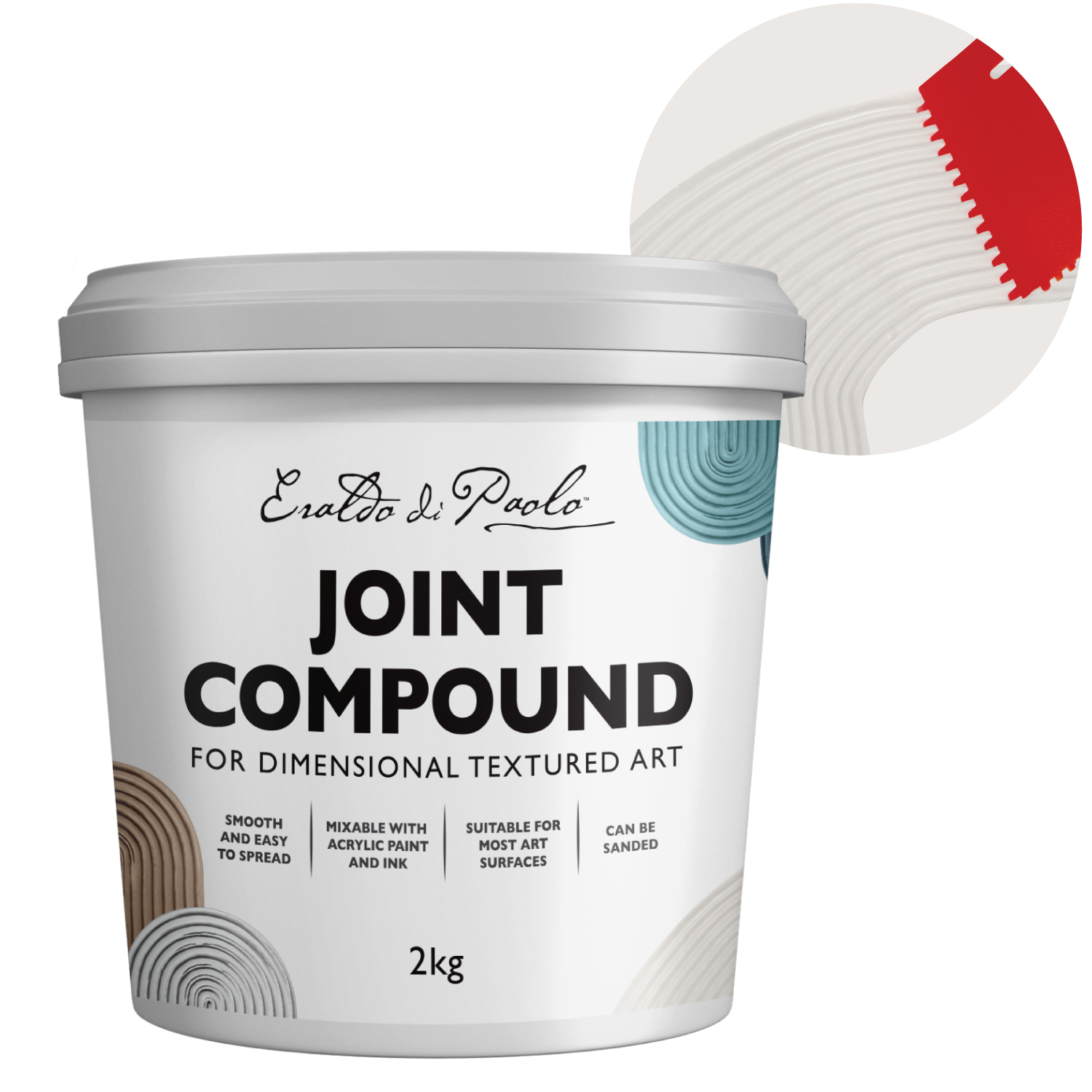Light Gray Eraldo di Paolo Joint Compound for Textured Art 2kg Mediums