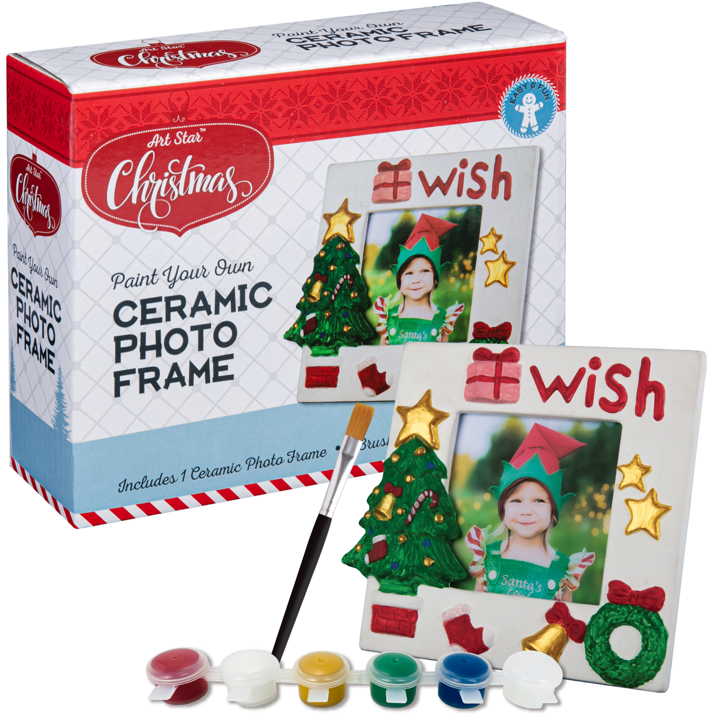Light Gray Art Star Christmas Paint Your Own Ceramic Photo Frame Kit Kids Activites