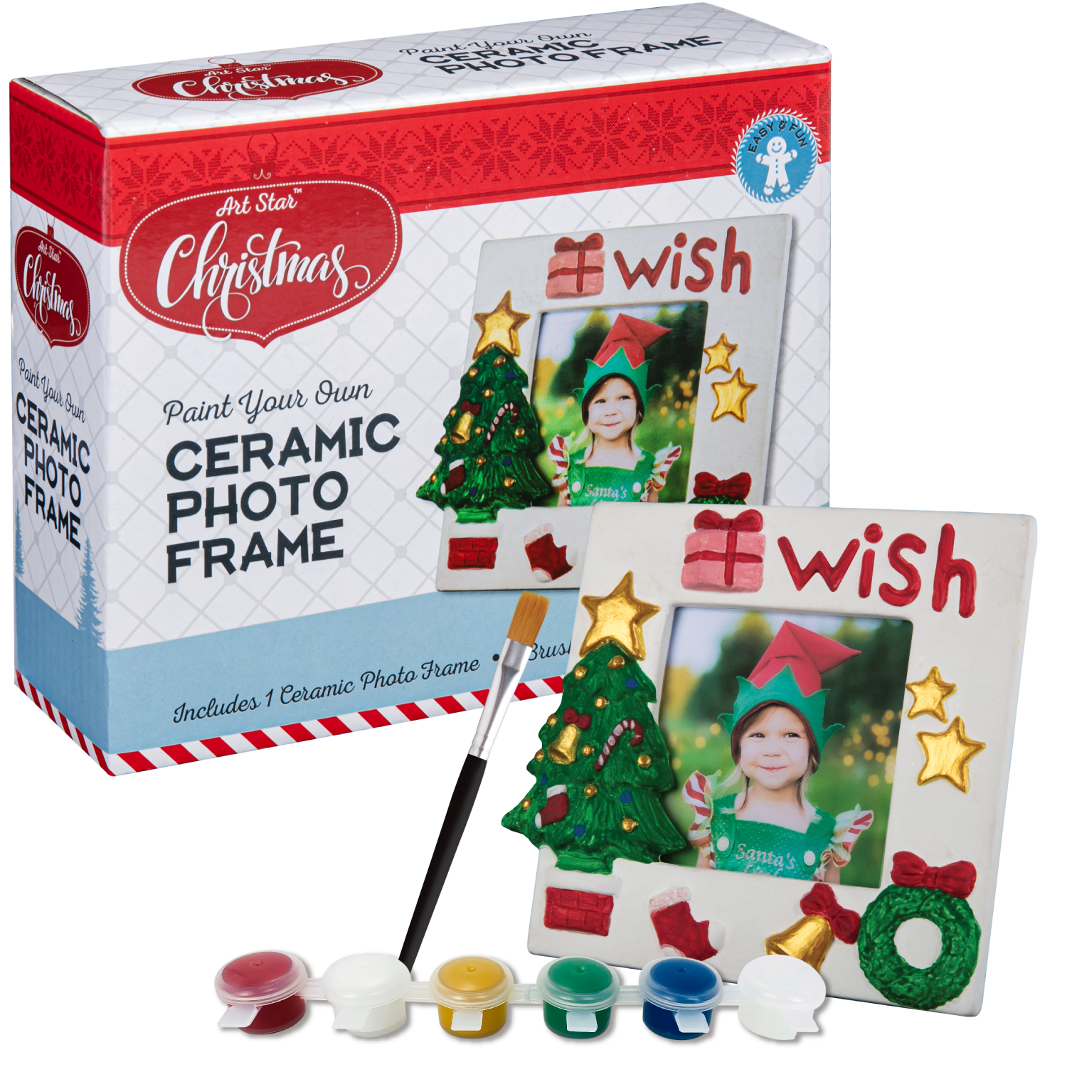 Light Gray Art Star Christmas Paint Your Own Ceramic Photo Frame Kit Kids Activites